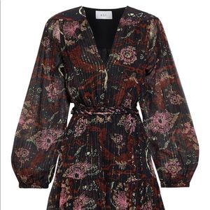 A.L.C. Esme Belted Printed Metallic Dress